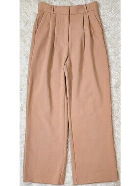 Abercrombie & Fitch High Waisted Straight Leg Pants Pleated Tan Camel Classic